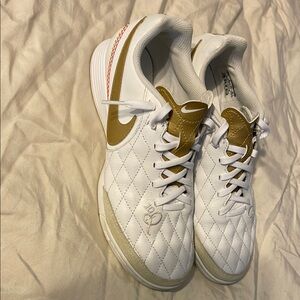 Nike White and Gold Athletic Shoes